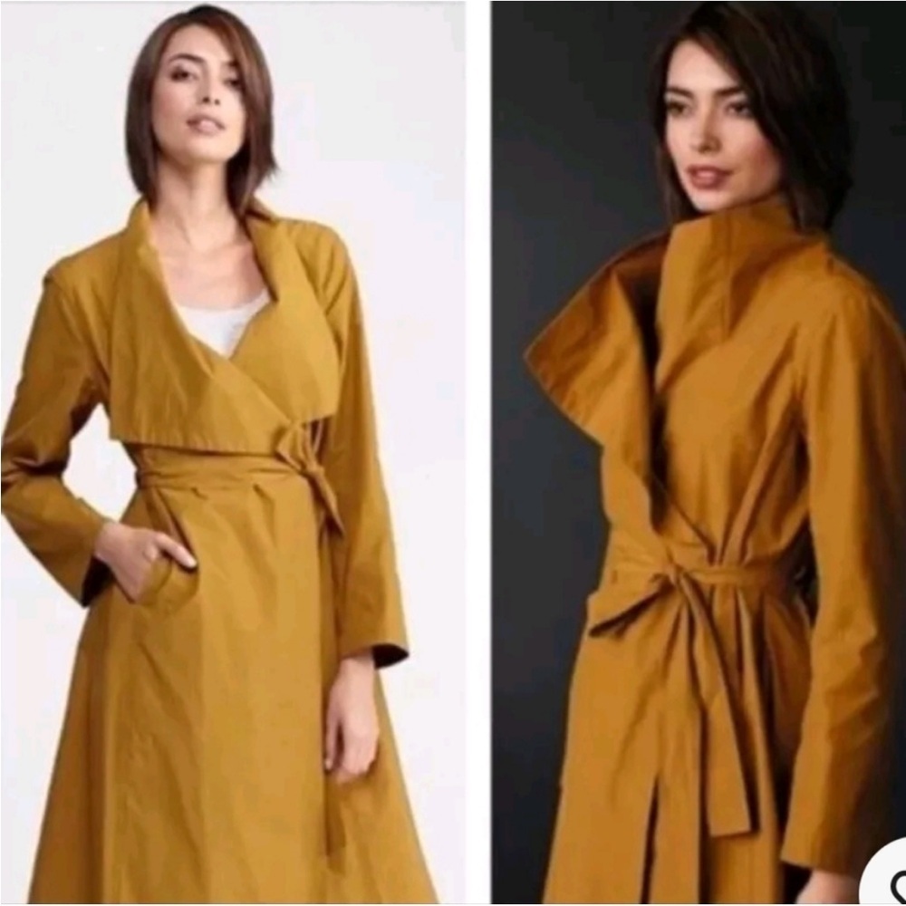 Eileen Fisher Belted Mustard Trench coat M